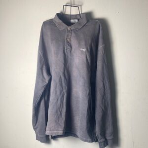 Obey Men's Charcoal Long Sleeve Polo